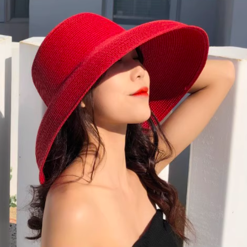 Bucket Hat Straw - Summer Hepburn Style Vintage Design Big