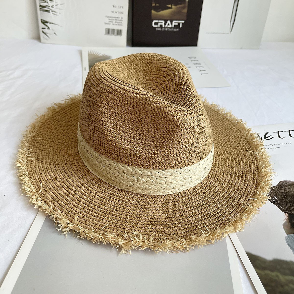 Fringed Brim Panama Hat Wide B - Bucket Hat Straw 리뷰 및 가격