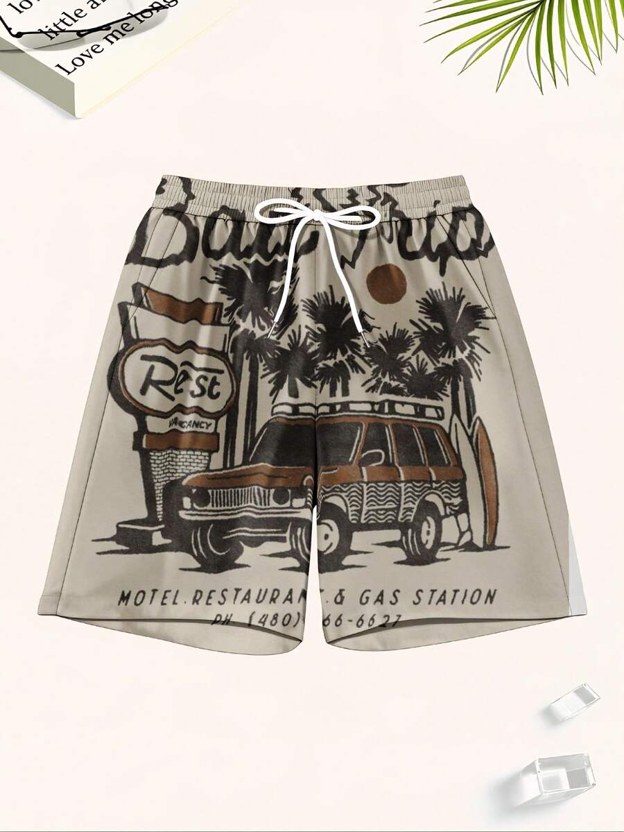 Mens Beach Trip Print Board Sh - Swim Trunk Quick Dry 리뷰 및 가격