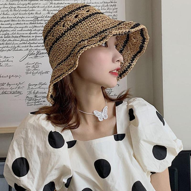 Women’s Foldable Striped Geome - Bucket Hat Straw 리뷰 및 가격