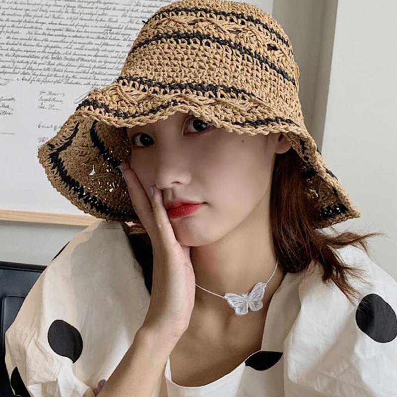 Women’s Foldable Striped Geome - Bucket Hat Straw 리뷰 및 가격