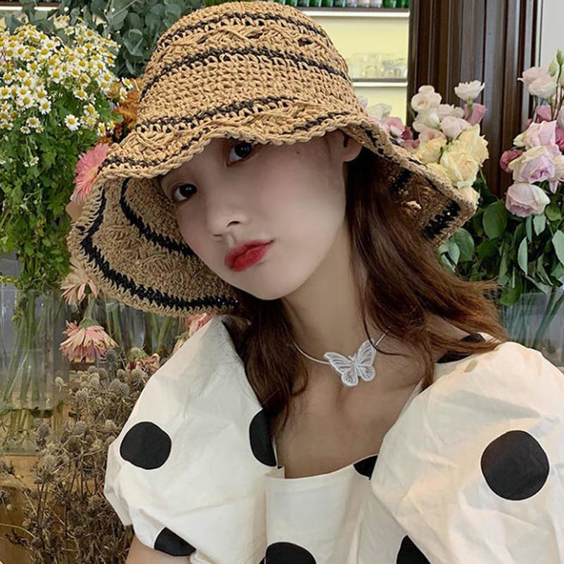 Women’s Foldable Striped Geome - Bucket Hat Straw 리뷰 및 가격