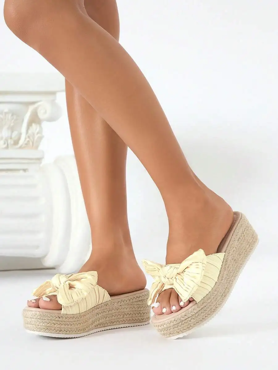Pleated Satin Bow Espadrille P - Espadrille Slip On 리뷰 및 가격