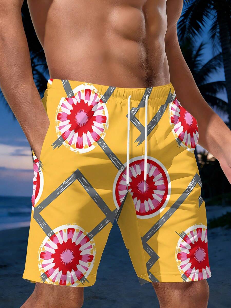 Mens Geometric Floral Print Be - Swim Trunk Quick Dry 리뷰 및 가격
