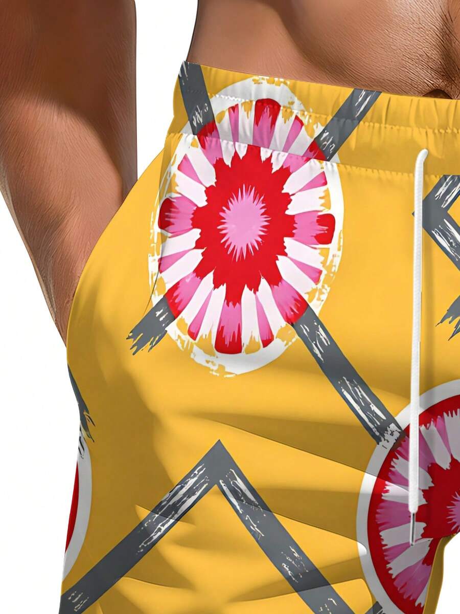 Mens Geometric Floral Print Be - Swim Trunk Quick Dry 리뷰 및 가격