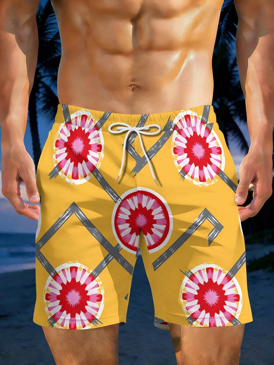 Mens Geometric Floral Print Be - Swim Trunk Quick Dry 리뷰 및 가격