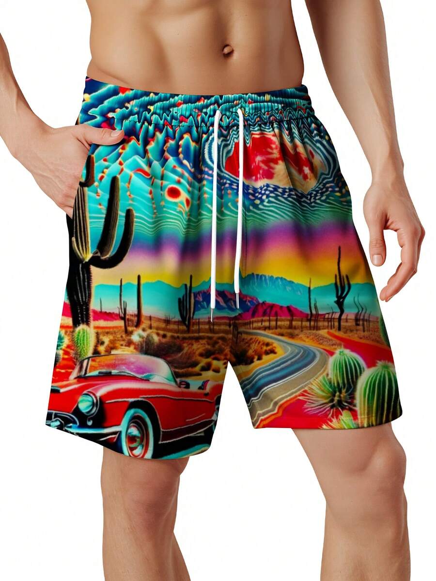 Mens Desert Scene Swim Trunks  - Swim Trunk Quick Dry 리뷰 및 가격