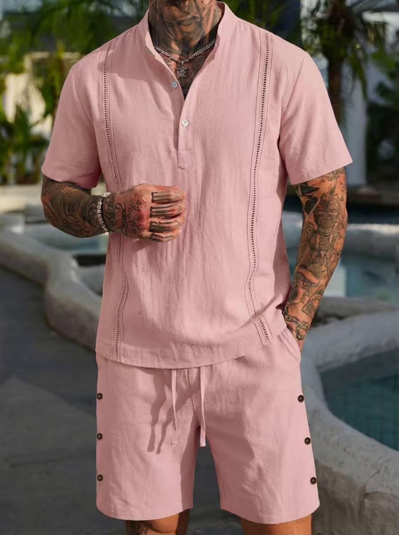 2026 men's summer beach casual - Short Linen Drawstring 리뷰 및 가격