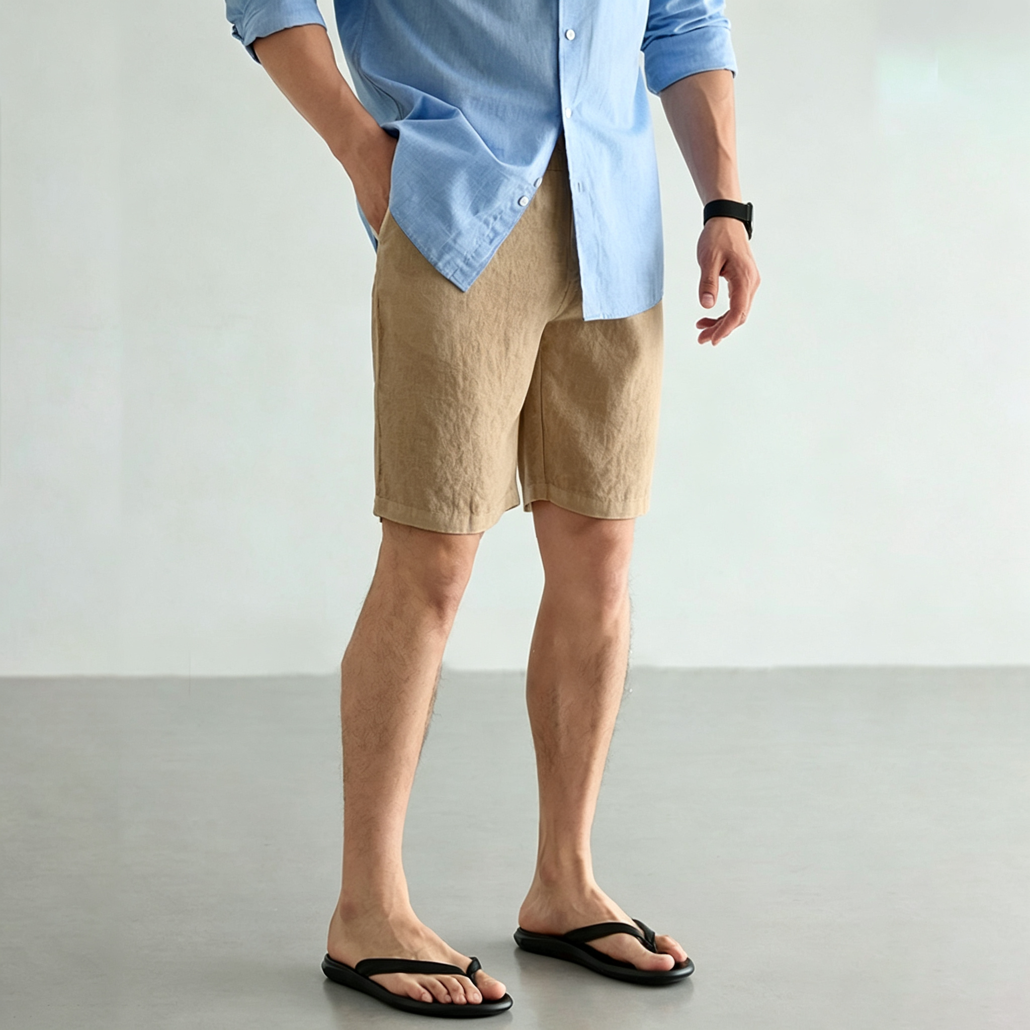Men's Linen Cotton Shorts Summ - Short Linen Drawstring 리뷰 및 가격