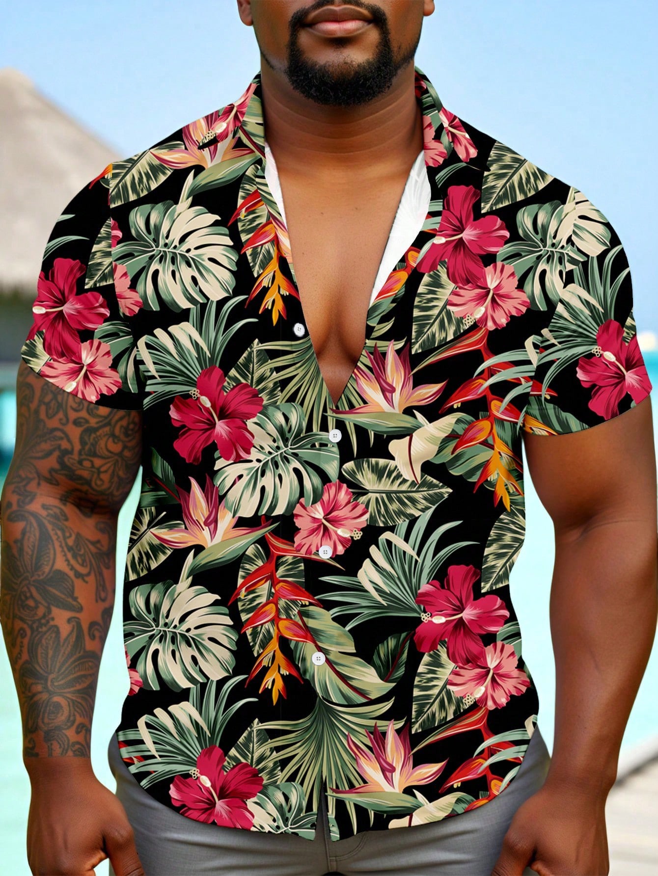 Casual Hawaiian Shirt Men Trop - Resort Shirt Floral 리뷰 및 가격