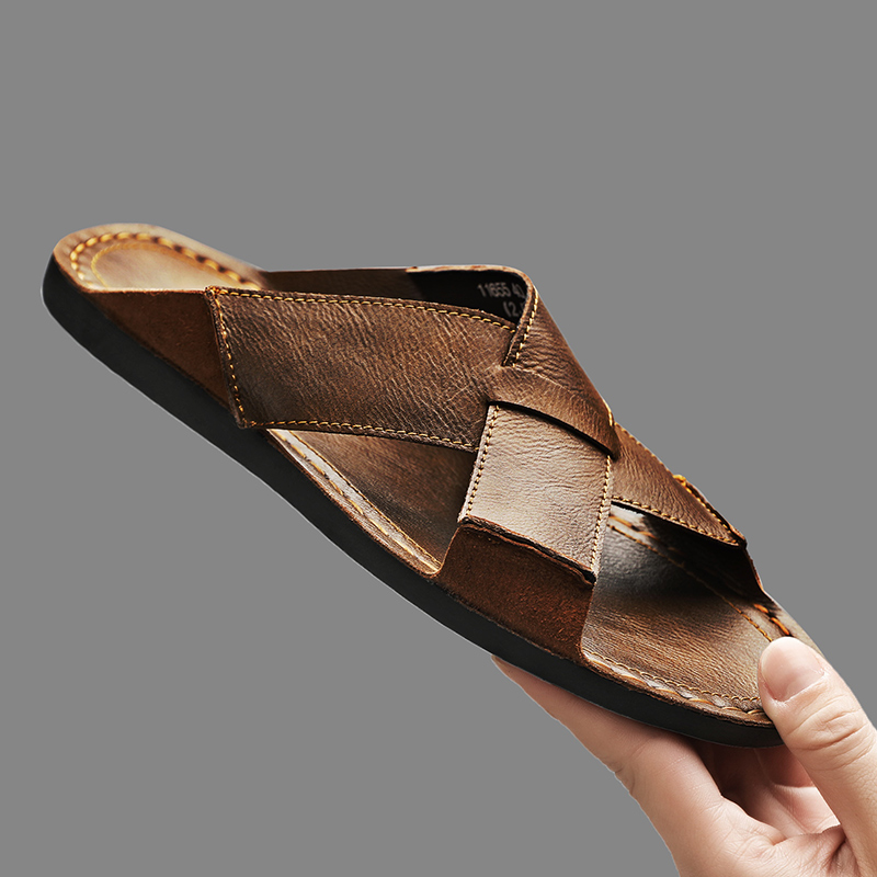 Fashion Genuine Leather Men Sl - Flip Flop Leather Men 리뷰 및 가격