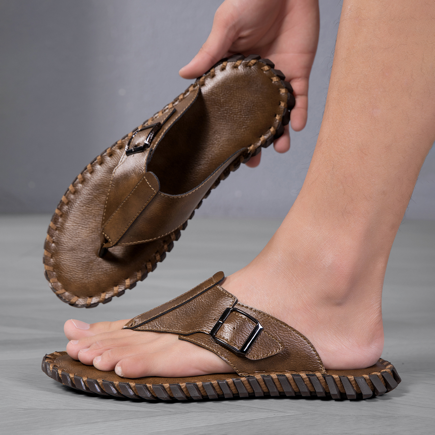 2026 Summer New Men's Plus Siz - Flip Flop Leather Men 리뷰 및 가격