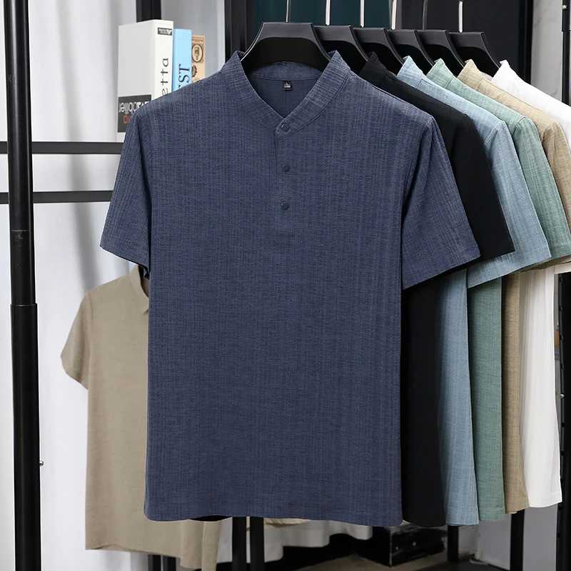 Mens Mandarin Collar Half Plac - Linen Shirt Breathable 리뷰 및 가격