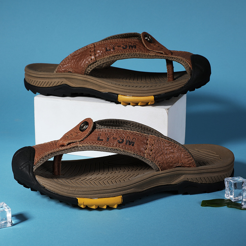 New Men's Genuine Leather Flip - Flip Flop Leather Men 리뷰 및 가격