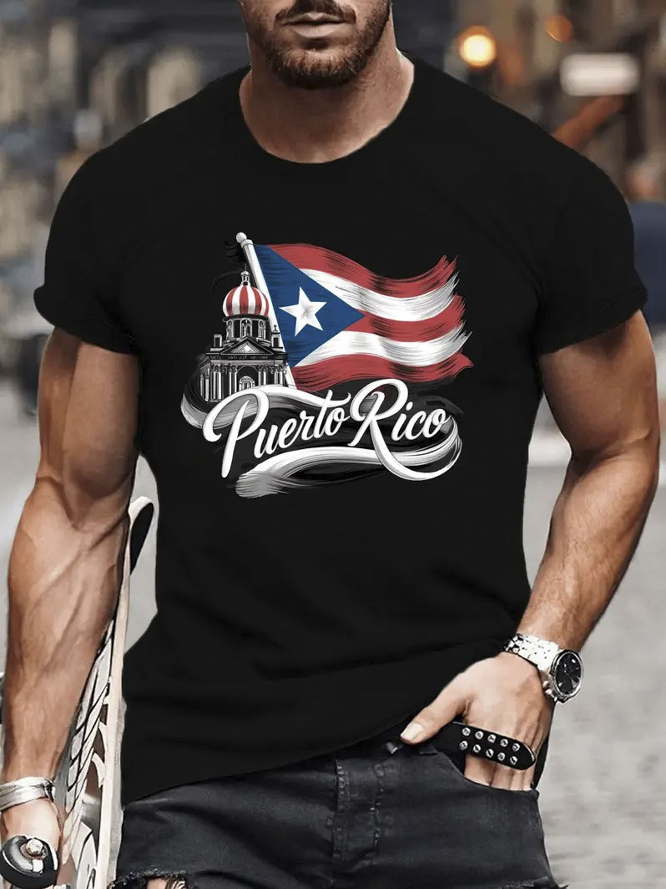  Pure Cotton Puerto Rico Flag  - Linen Shirt Breathable 리뷰 및 가격