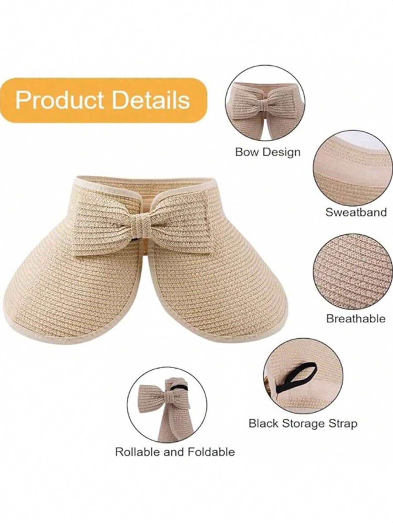 Sun Visor Hats For Women Wide  - Packable Hat Nylon 리뷰 및 가격