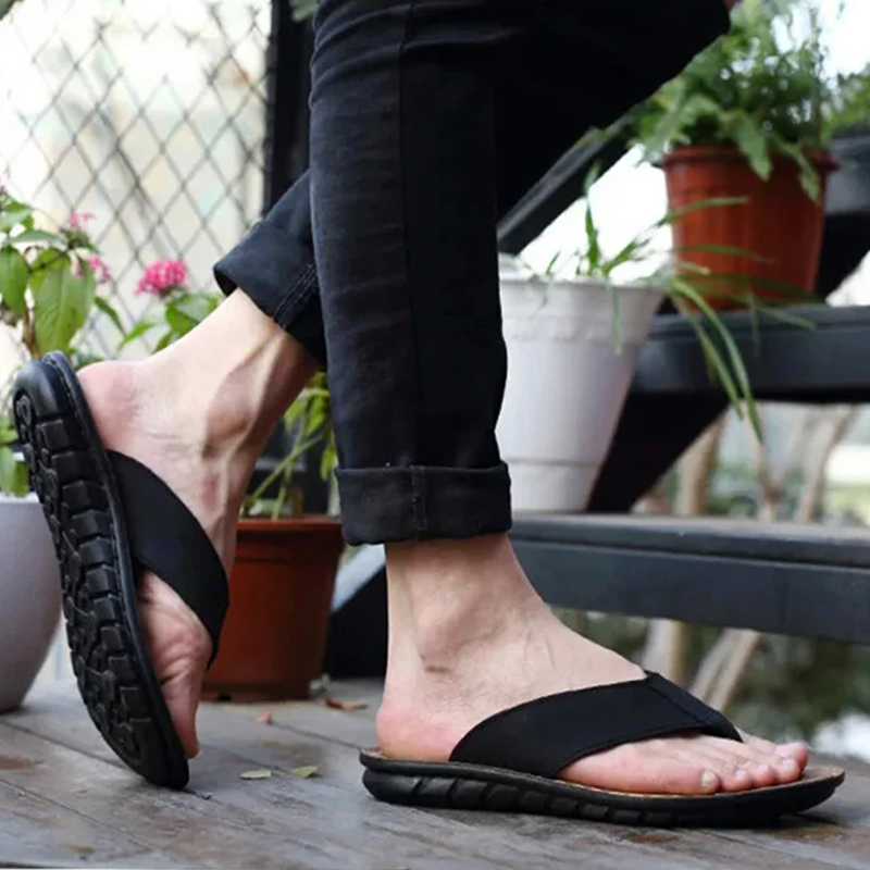 Summer Shoes Men Slippers Genu - Flip Flop Leather Men 리뷰 및 가격