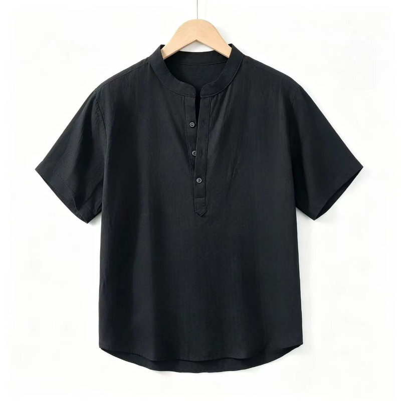 Men Cotton Linen Short-Sleeve  - Linen Shirt Breathable 리뷰 및 가격