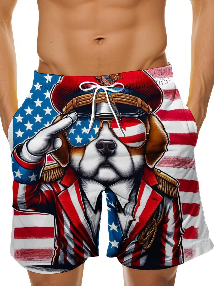 Patriotic Dog American Flag Sw - Swim Trunk Quick Dry 리뷰 및 가격