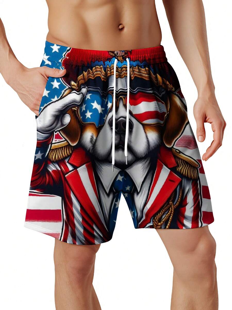 Patriotic Dog American Flag Sw - Swim Trunk Quick Dry 리뷰 및 가격