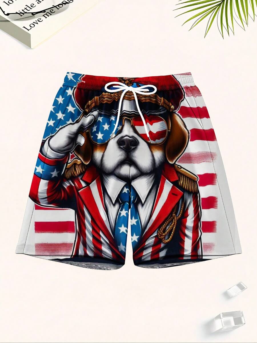 Patriotic Dog American Flag Sw - Swim Trunk Quick Dry 리뷰 및 가격