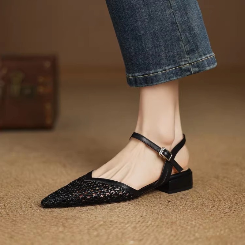 French pointed-toe woven high- - Casual Sandal Leather 리뷰 및 가격
