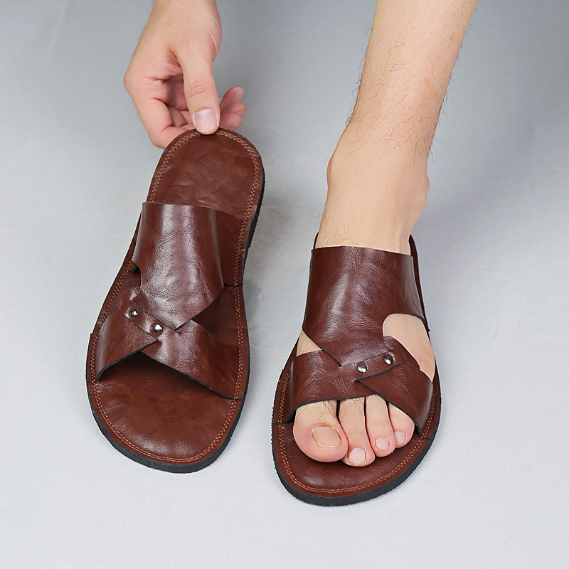 Handmade Leather Slippers Men  - Flip Flop Leather Men 리뷰 및 가격