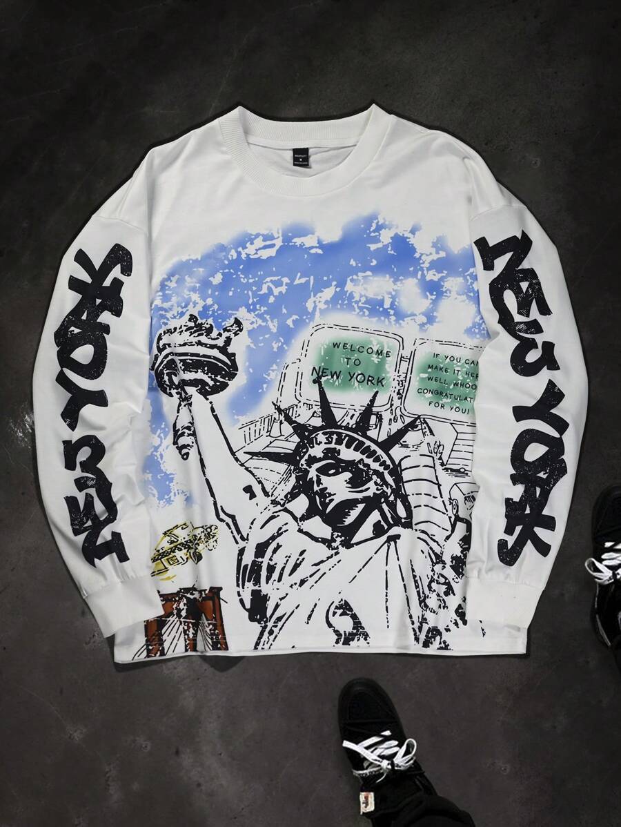 Men's Graphic Print Long Sleev - Tee Graphic Print 리뷰 및 가격