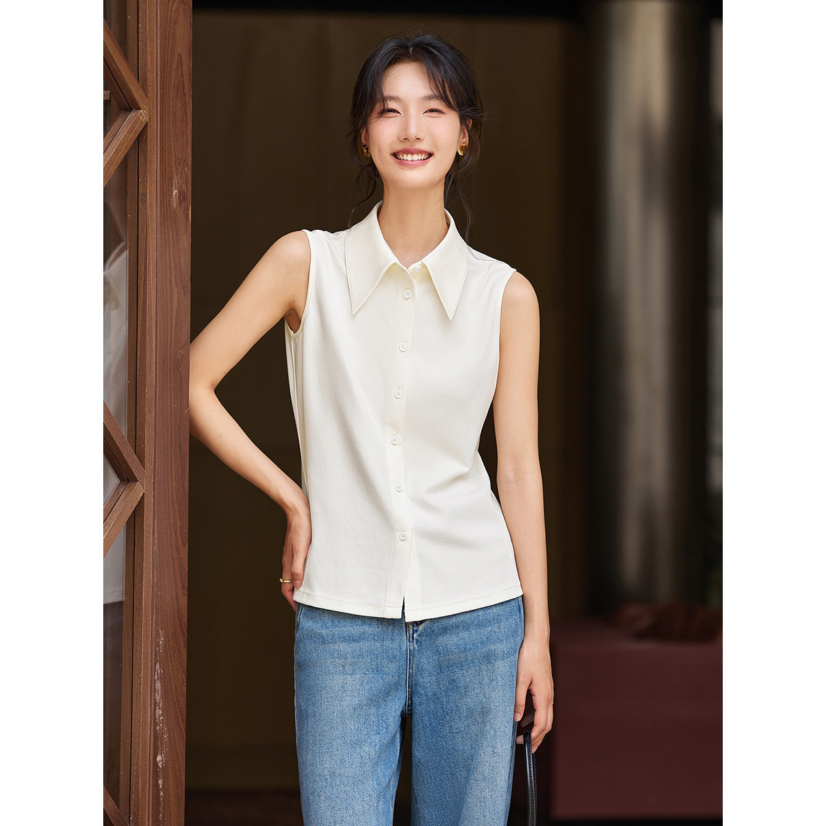 VIMLY Sleeveless Shirt for Wom - Shirt Camp Collar 리뷰 및 가격