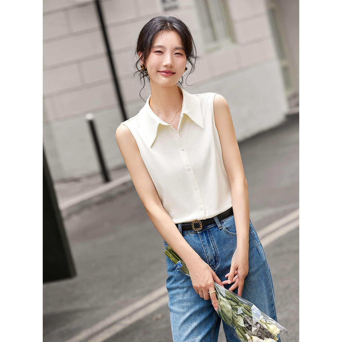 VIMLY Sleeveless Shirt for Wom - Shirt Camp Collar 리뷰 및 가격