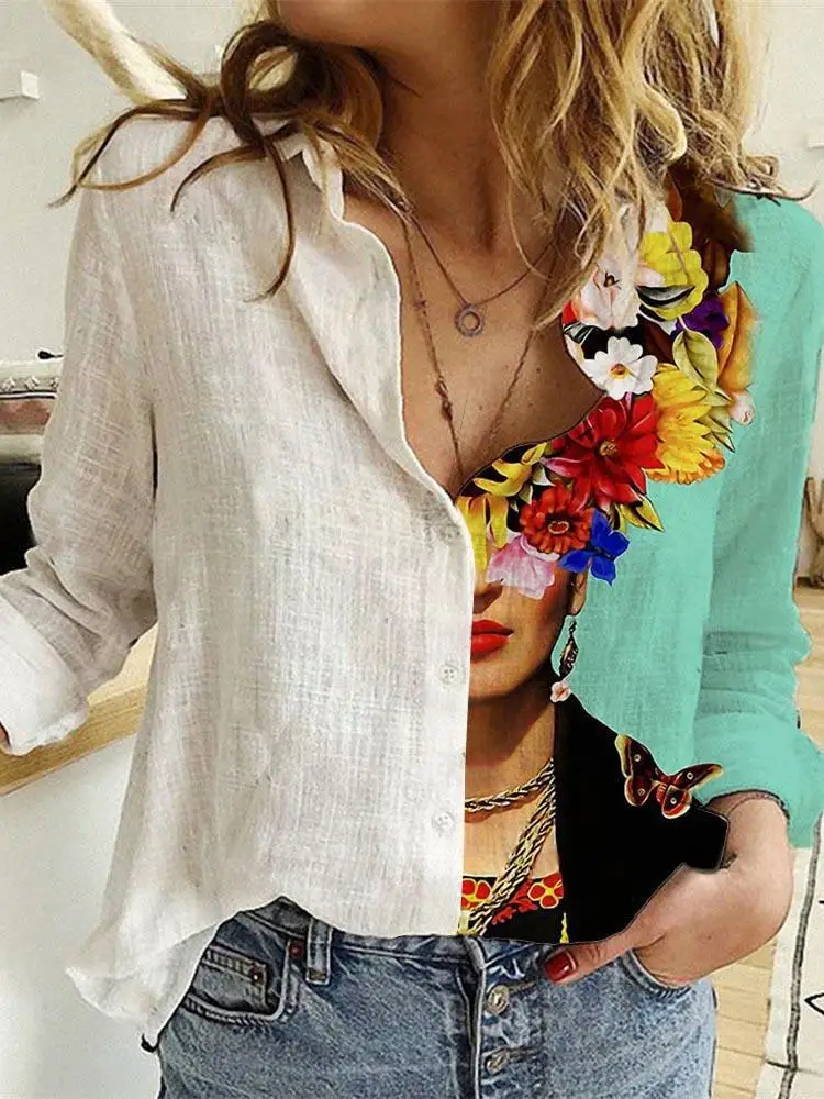 Women Spring And Autumn Long S - Shirt Camp Collar 리뷰 및 가격