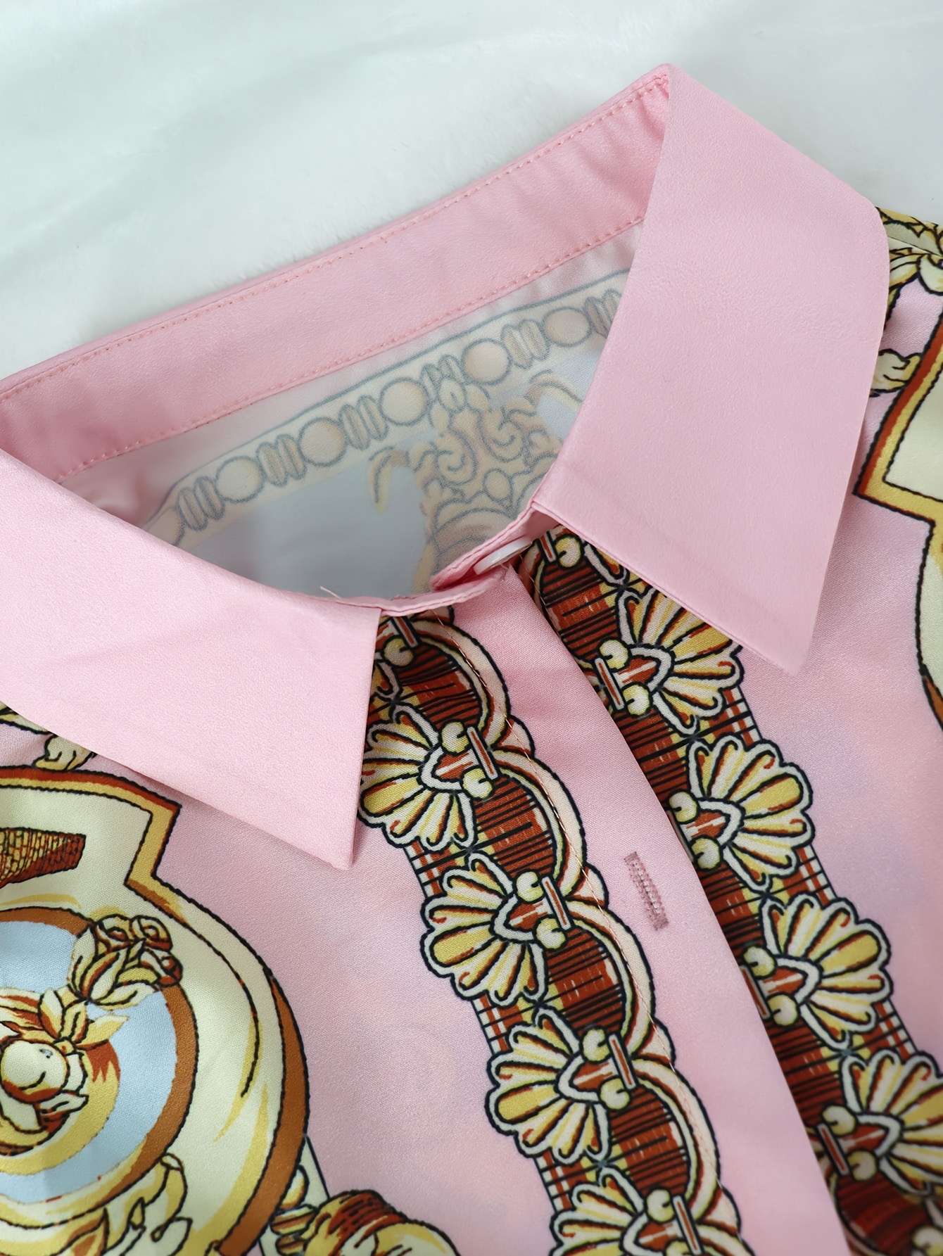 Women 2 Piece Set Ornate Print - Shirt Camp Collar 리뷰 및 가격