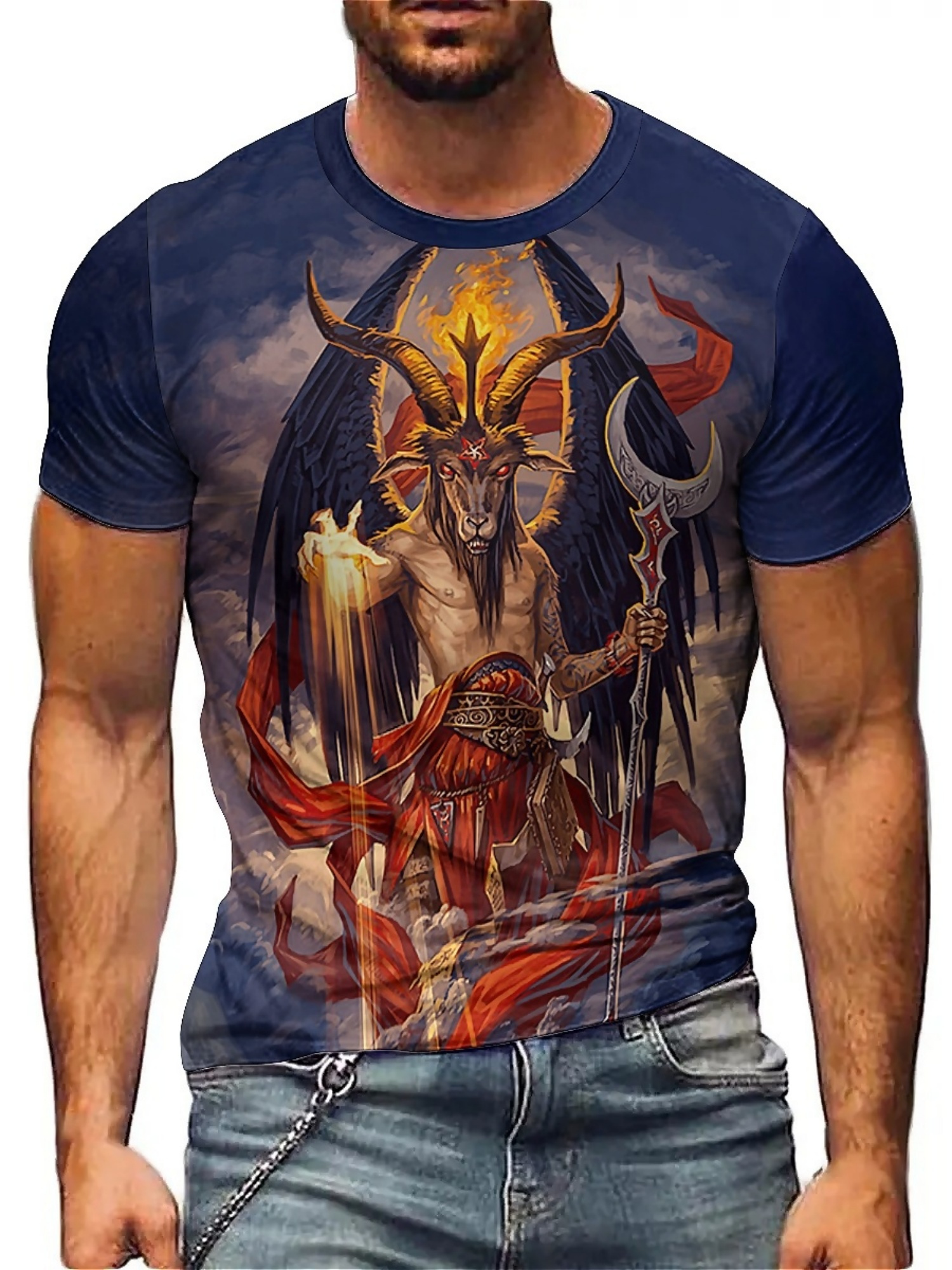 Men's 3D Demon Print T-Shirt | - Tee Graphic Print 리뷰 및 가격